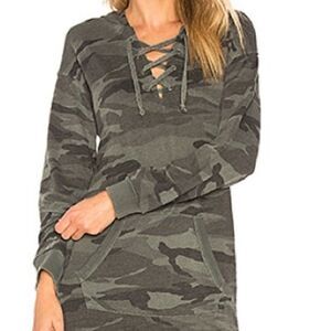 Splendid Camo Print Pullover Sweatshirt Hoodie S